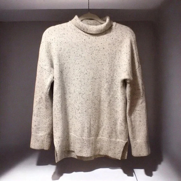 Abercrombie & Fitch Women’s Cotton Sweater Size XS Light Gray Black Speckled - Picture 1 of 7
